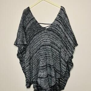 Gray Poncho One Size Fits Most Plus Size White Black